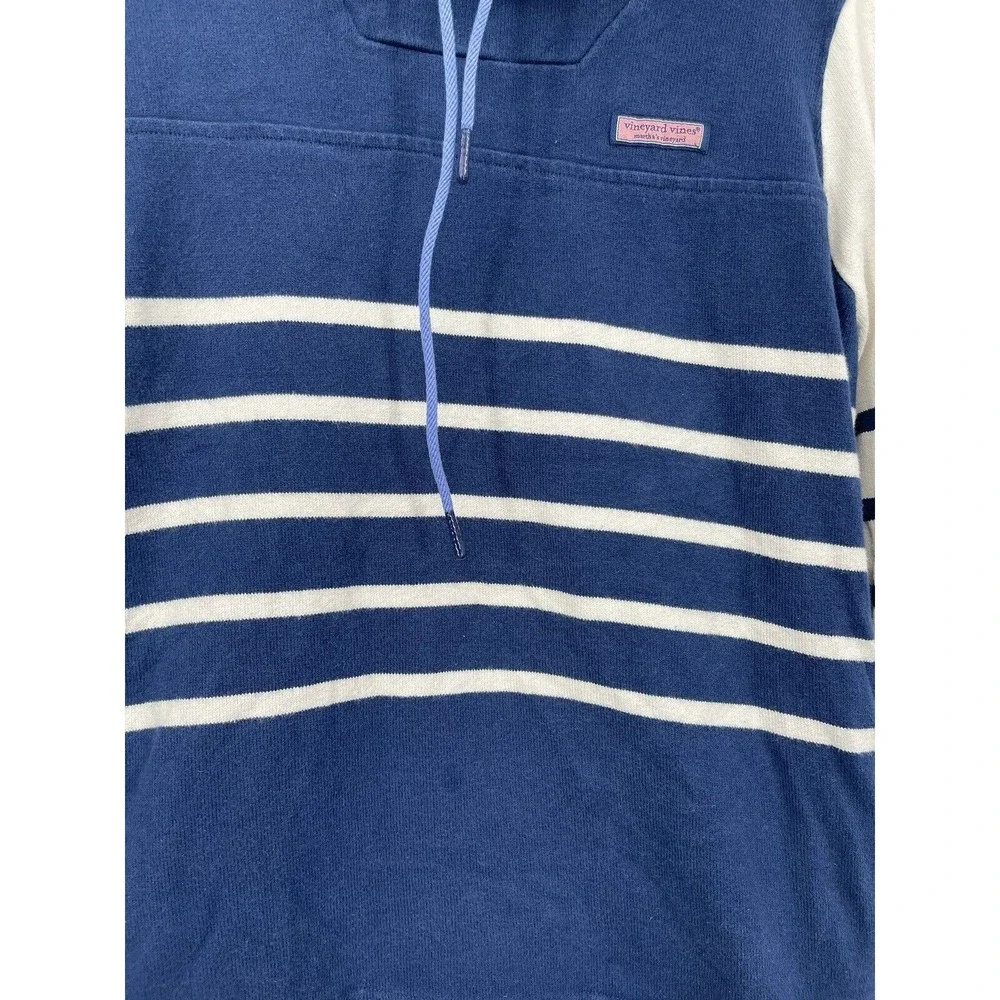 VINEYARD VINES Sweater‎ Womens M Blue Cream Stripe Mock Neck Whale